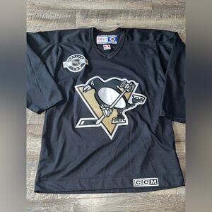 CCM Pittsburgh Penguins Center Ice Black Sewn Practice Jersey‎ Men's Sz M RARE